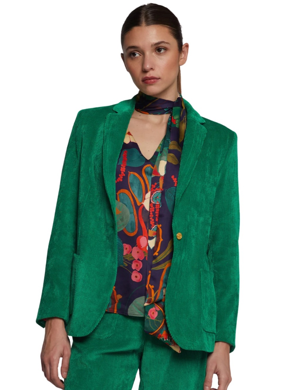 Vilagallo Corduroy Blazer Jacket Green size US 6 NEW NWT